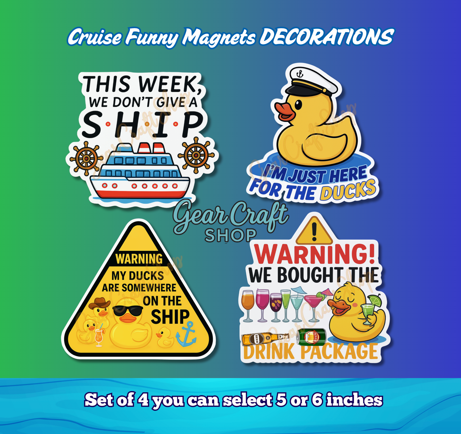 ⚓ Funny Cruise Memories Magnets – Set of 4 - style 033