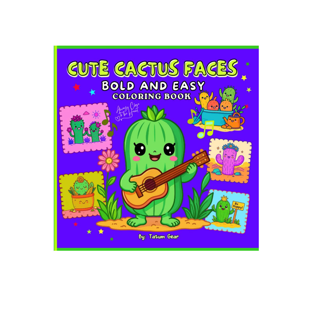 Cute Cactus Faces – Bold and Easy Coloring Book for Girls