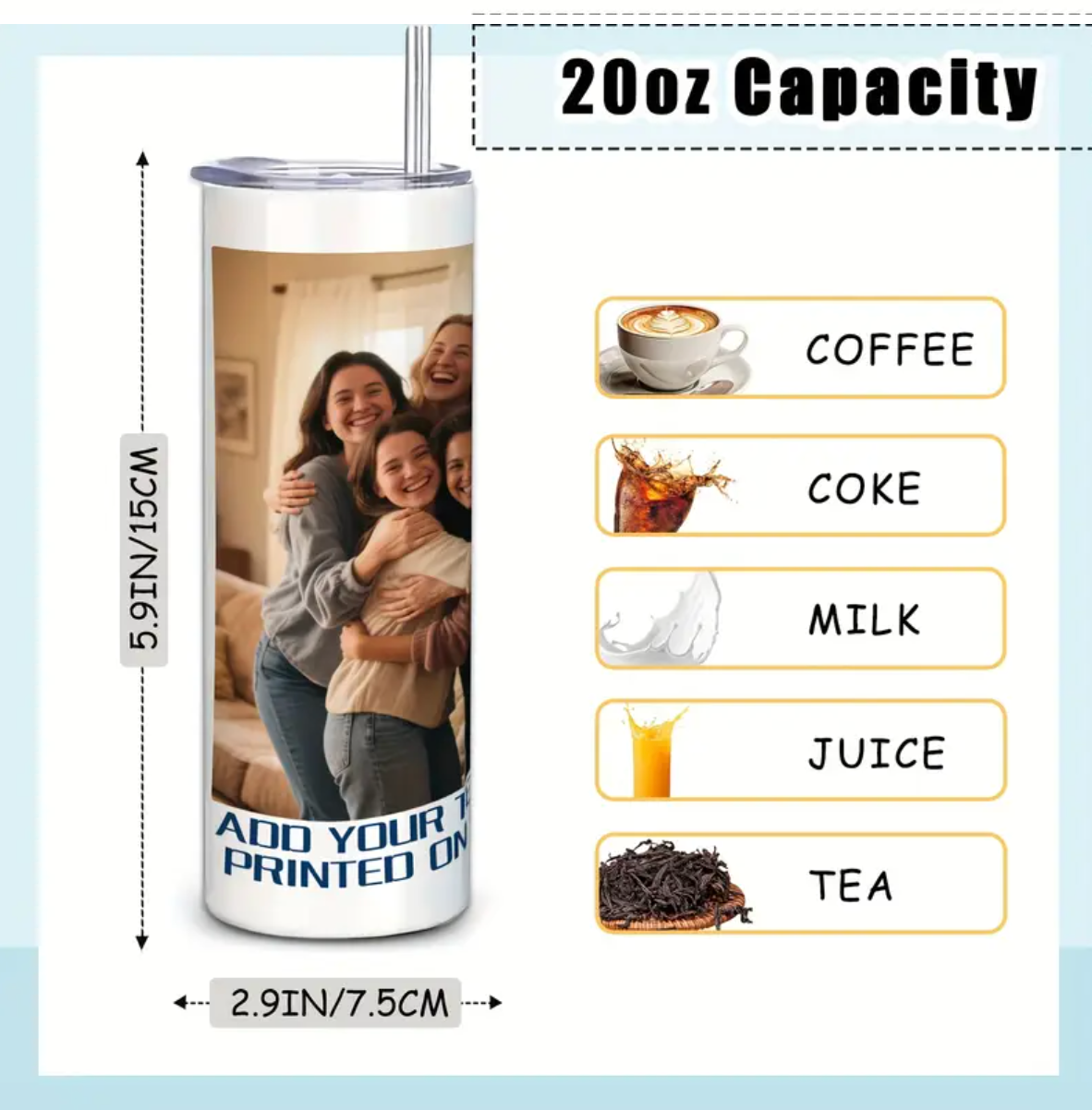 Custom 3-Photo Tumbler - 20oz Best Gift