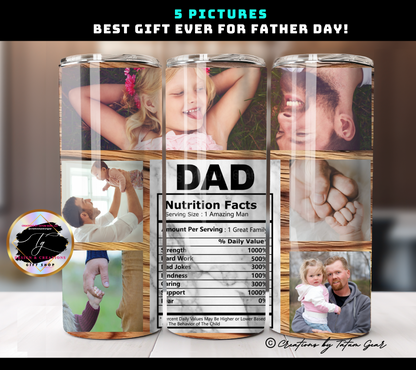 Custom 5-Photo Dad Tumbler - 20oz Father's Day Keepsake