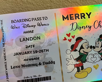Physical Holographic Disneyworld or Disneyland 🎄 Surprise Ticket Trip Reveal