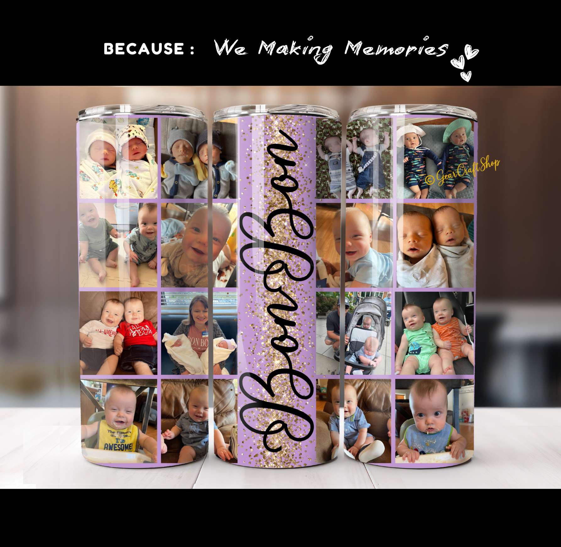 Personalized 16 Photos Tumbler  - 20oz Perfect Gift for Family, Holidays & Birthdays