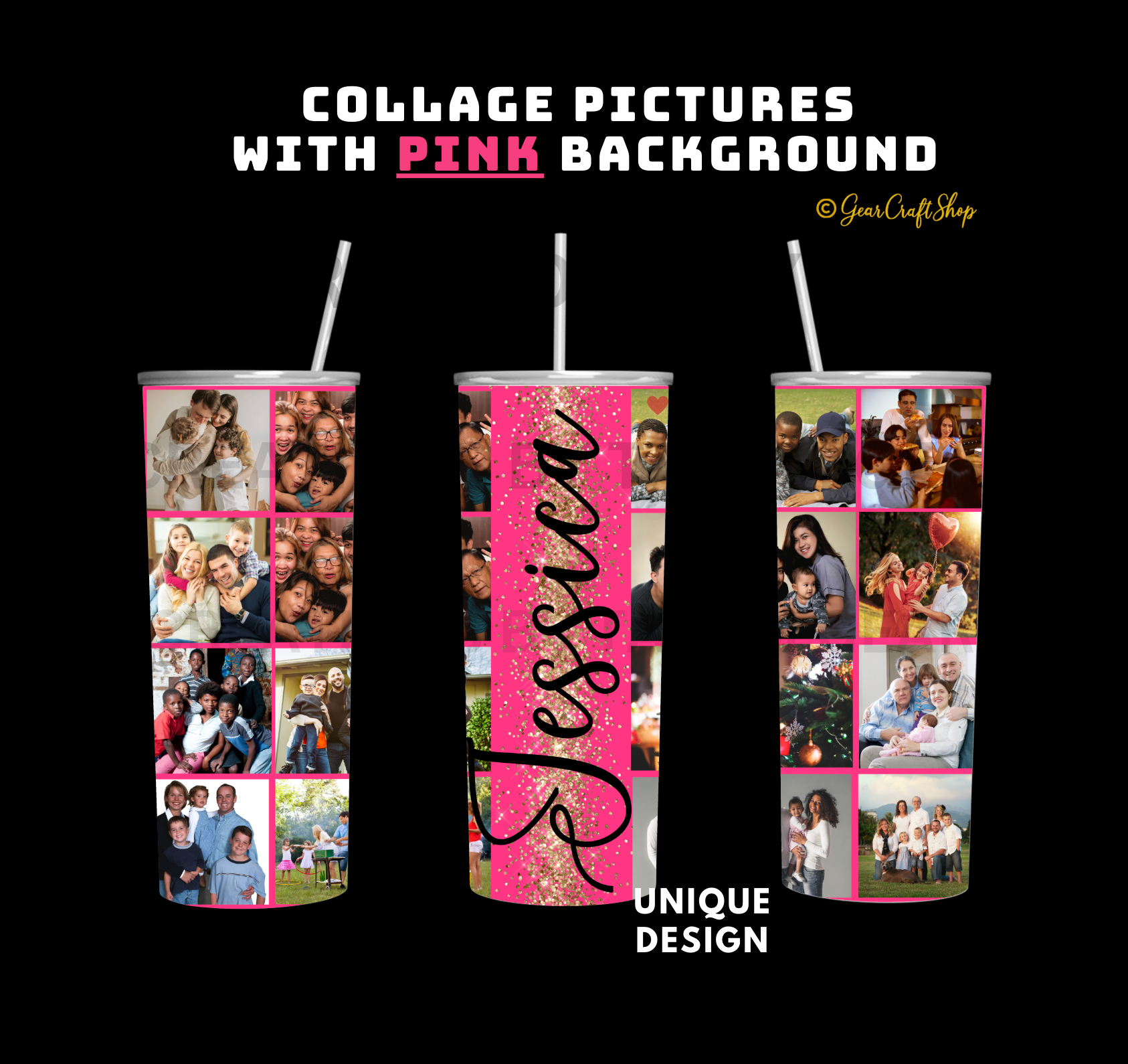 Personalized 16 Photos Tumbler  - 20oz Perfect Gift for Family, Holidays & Birthdays