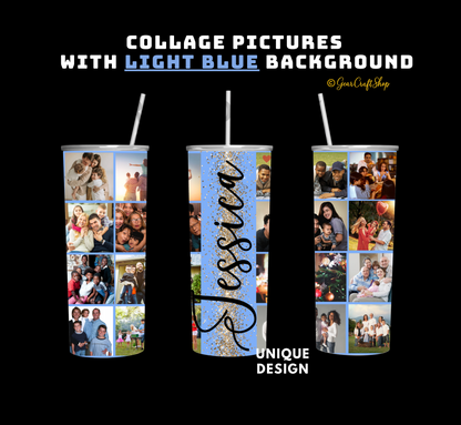 Personalized 16 Photos Tumbler  - 20oz Perfect Gift for Family, Holidays & Birthdays