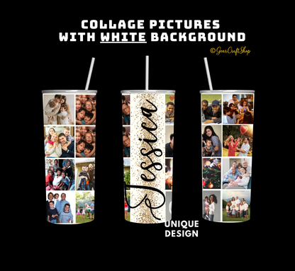 Personalized 16 Photos Tumbler  - 20oz Perfect Gift for Family, Holidays & Birthdays