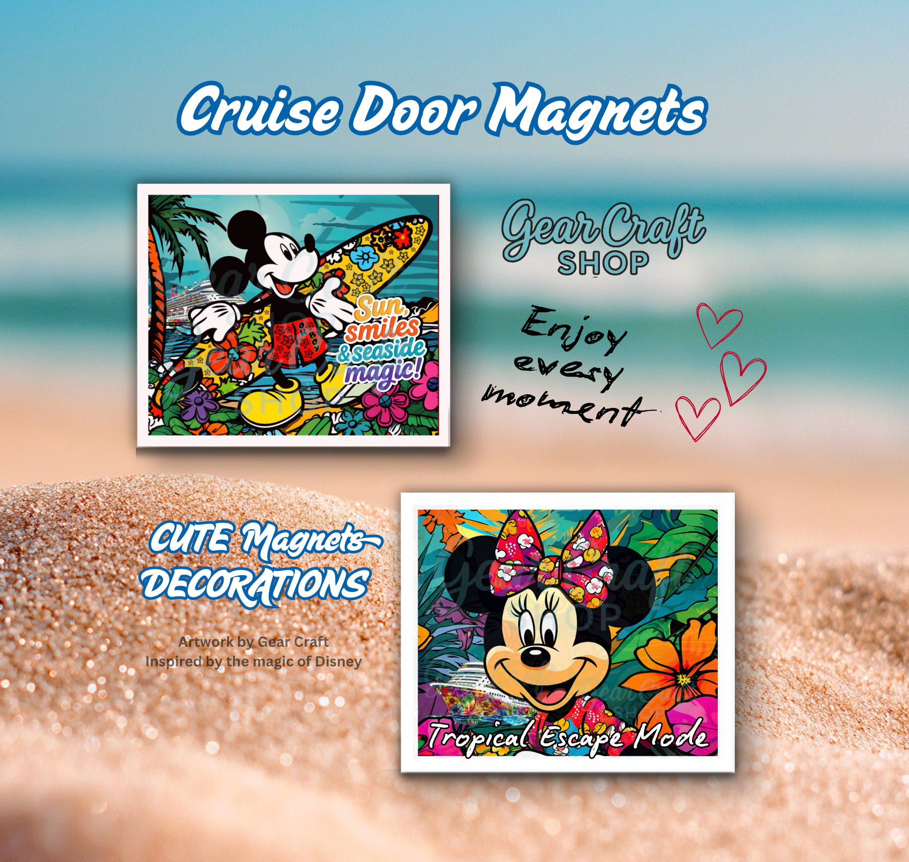 Tropical Cruise Door Magnets  | Fun Disney-Inspired Vacation Designs