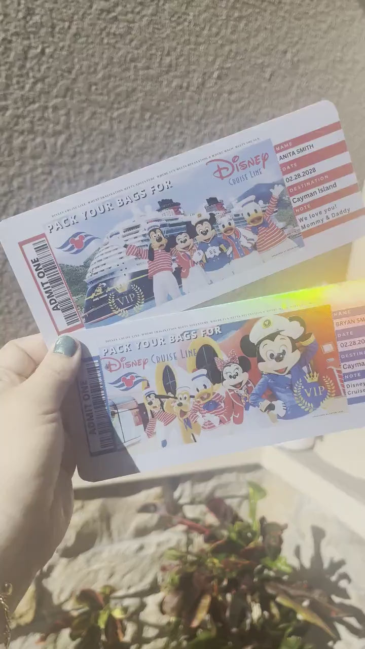 Cargar video: ⚓ Magical Cruise Surprise Christmas Ticket – Holographic Family Reveal Gift