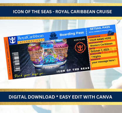 4 Royal Caribbean Cruise Printable Tickets Boarding Pass  ICON of the SEAS